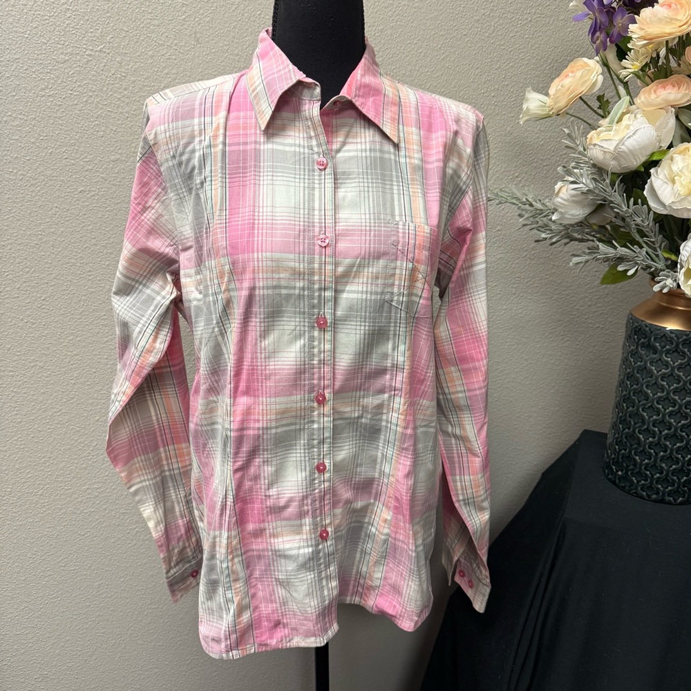 Twenty X Pink Plaid Tailored Fit Button Down Western Shirt Women’s L